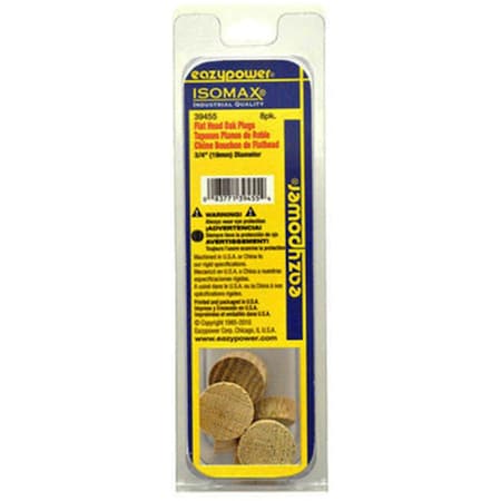 Eazypower 39455 0.75 in. Flat Head Oak Plug- 8 Piece 147209